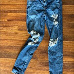 American Eagle Outfitters Ripped Blue Skinny Jeans